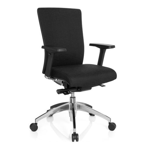 Fauteuil De Bureau Astra Base Tissu Noir Avec Accoudoirs (réglables En Hauteur)