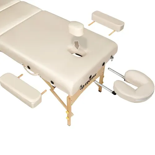 Set De Table De Massage 3 Zones Rembourrage épais 10 Cm Support 250 Kg Beige L191xl70 Cm