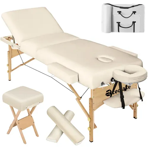 Set De Table De Massage 3 Zones Rembourrage épais 10 Cm Support 250 Kg Beige L191xl70 Cm