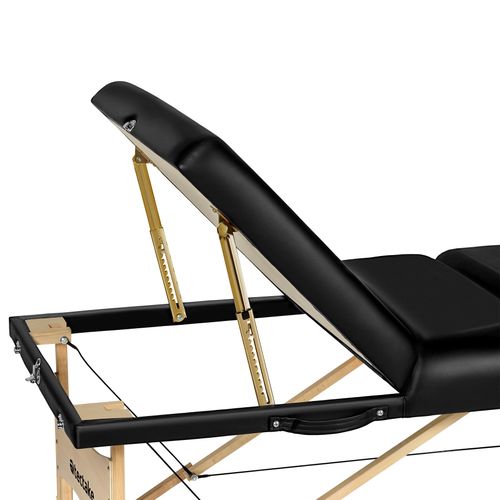 Table De Massage Portable Et Pliante à 3 Zones En Bois, Cuir Synthétique Noir
