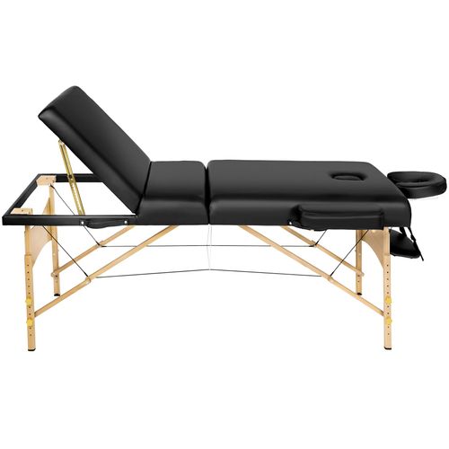 Table De Massage Portable Et Pliante à 3 Zones En Bois, Cuir Synthétique Noir