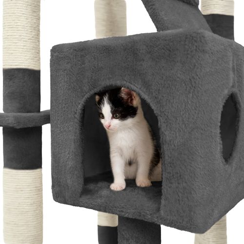 Arbre à Chat En Panneau De Fibres 170 Cm Avec Corde En Sisal Gris