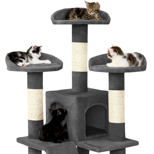 Arbre à Chat En Panneau De Fibres 170 Cm Avec Corde En Sisal Gris