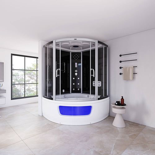 Douche Vapeur Avec Cascade Et Éclairage LED Design XL - 180 X 130 Cm