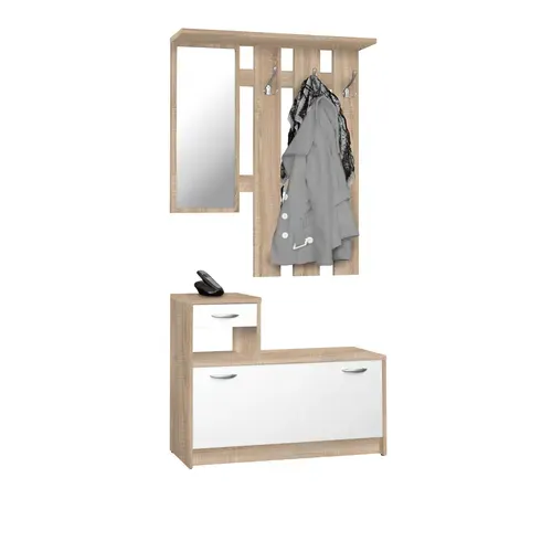 Vestiaire LIOMA imitation chêne et blanc