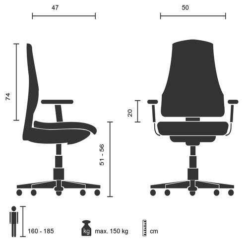 Fauteuil De Bureau XXL F 400 Cuir Noir Accoudoirs Fournis, Surface Toucher Doux "softpad"