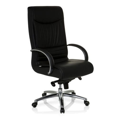 Fauteuil De Bureau XXL F 400 Cuir Noir Accoudoirs Fournis, Surface Toucher Doux "softpad"