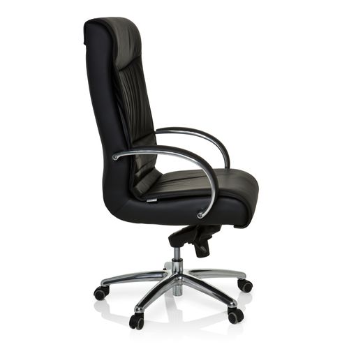 Fauteuil De Bureau XXL F 400 Cuir Noir Accoudoirs Fournis, Surface Toucher Doux "softpad"