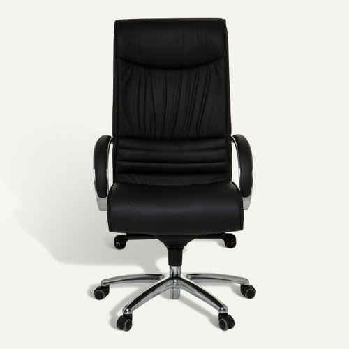 Fauteuil De Bureau XXL F 400 Cuir Noir Accoudoirs Fournis, Surface Toucher Doux "softpad"