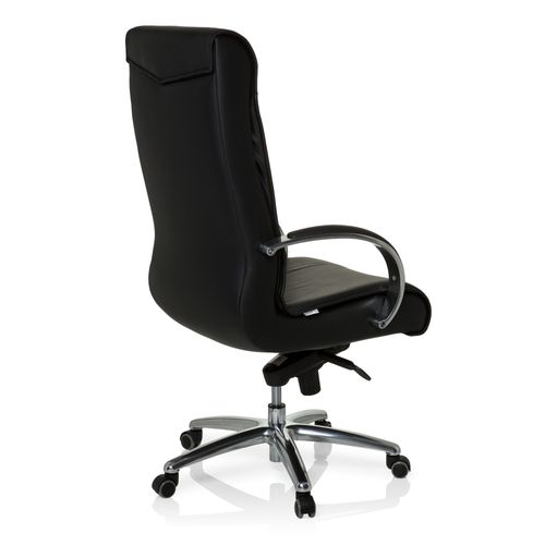 Fauteuil De Bureau XXL F 400 Cuir Noir Accoudoirs Fournis, Surface Toucher Doux "softpad"