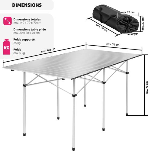 1 Table De Camping En Aluminium En Aluminium Gris