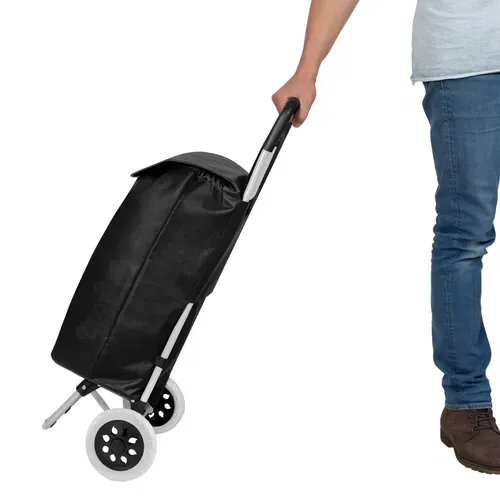 Chariot De Courses De Marché 2 Roues Pliable En Polyester Noir