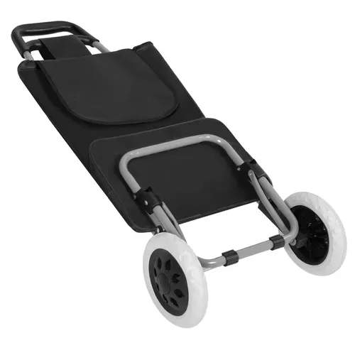 Chariot De Courses De Marché 2 Roues Pliable En Polyester Noir