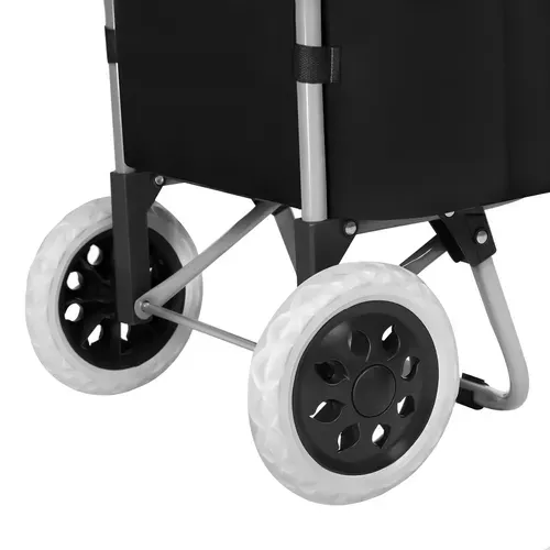 Chariot De Courses De Marché 2 Roues Pliable En Polyester Noir