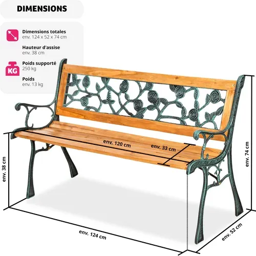 Banc De Jardin Marina En Bois Marron