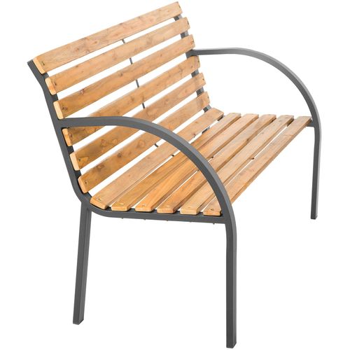 Banc De Jardin 2 Places Stable En Pin De Chine Marron Intérieur Extérieur 119,5x62x83cm