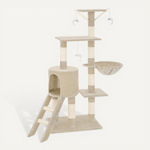 1 Arbre À Chat Dominique En Sisal, Mdf Beige