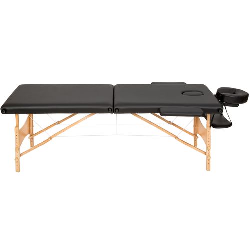 Table De Massage Portable Pliante 2 Zones Freddi En Bois, Cuir Synthétique Noir