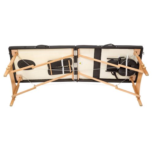 Table De Massage Portable Pliante 2 Zones Freddi En Bois, Cuir Synthétique Noir
