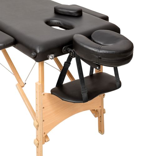 Table De Massage Portable Pliante 2 Zones Freddi En Bois, Cuir Synthétique Noir