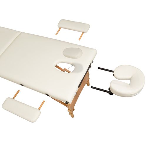 Table De Massage Portable Pliante à 3 Zones Daniel En Bois, Cuir Synthétique Beige