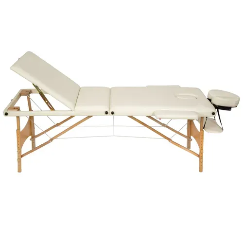 Table De Massage Portable Pliante à 3 Zones Daniel En Bois, Cuir Synthétique Beige
