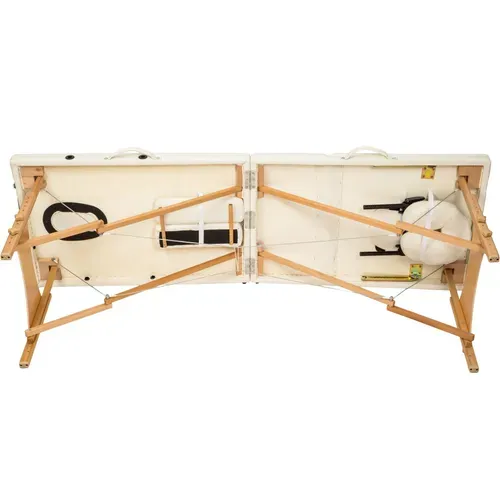 Table De Massage Portable Pliante à 3 Zones Daniel En Bois, Cuir Synthétique Beige