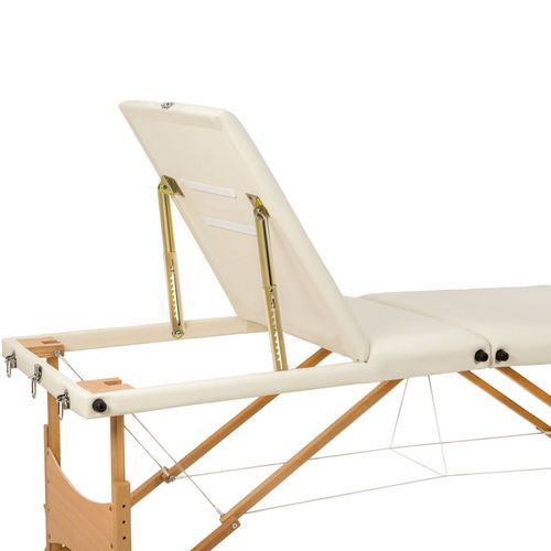 Table De Massage Portable Pliante à 3 Zones Daniel En Bois, Cuir Synthétique Beige