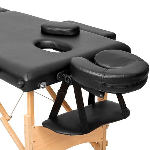 Table De Massage Portable Pliante à 3 Zones Daniel En Bois, Cuir Synthétique Noir