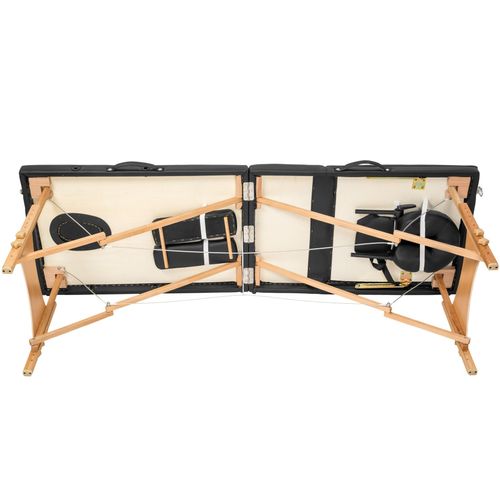 Table De Massage Portable Pliante à 3 Zones Daniel En Bois, Cuir Synthétique Noir