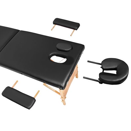 Table De Massage Portable Pliante à 3 Zones Daniel En Bois, Cuir Synthétique Noir