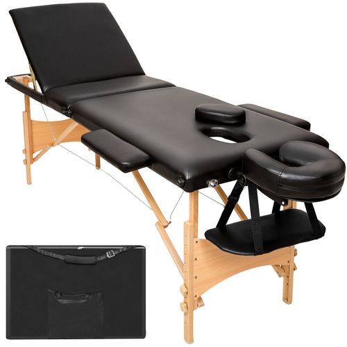 Table De Massage Portable Pliante à 3 Zones Daniel En Bois, Cuir Synthétique Noir