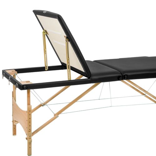 Table De Massage Portable Pliante à 3 Zones Daniel En Bois, Cuir Synthétique Noir