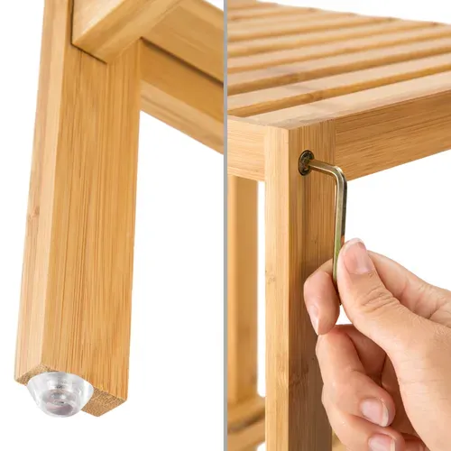 étagère Salle De Bain Bois Pieds Antidéparants Plastique Marron