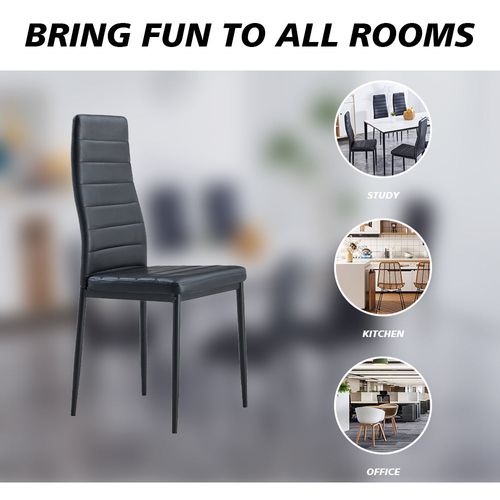 Ensemble De 6 Chaises De Salle à Manger Rembourrées Aspect Cuir Noir
