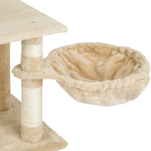 Arbre À Chat Beige Multifonction 141 Cm Sisal Peluche Polyester Nombreuses Cachettes