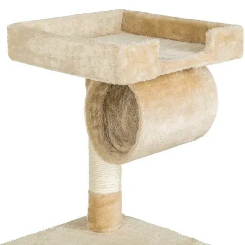 Arbre À Chat Beige Multifonction 141 Cm Sisal Peluche Polyester Nombreuses Cachettes