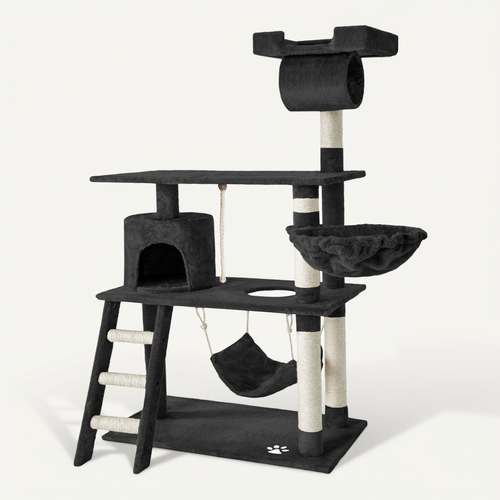 1 Arbre À Chat Marcel En Sisal, Mdf Noir