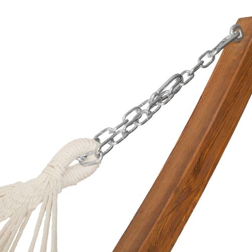 Hamac Sur Pied Avec Structure En Bois 2 Personnes 205 X 150 Cm Blanc