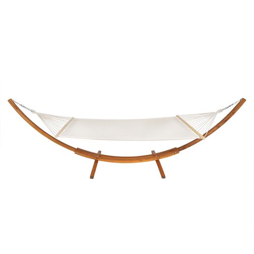 Hamac Sur Pied Avec Structure En Bois 2 Personnes 205 X 150 Cm Blanc