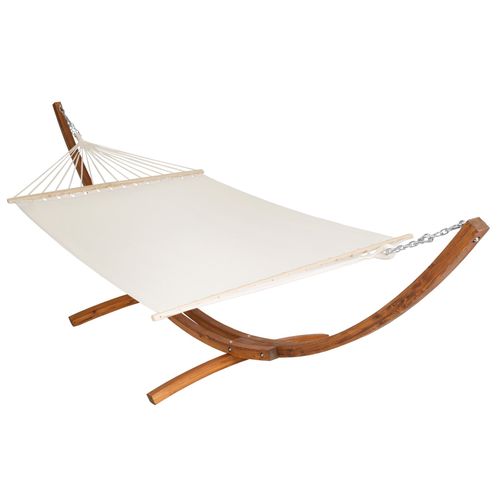 Hamac Sur Pied Avec Structure En Bois 2 Personnes 205 X 150 Cm Blanc