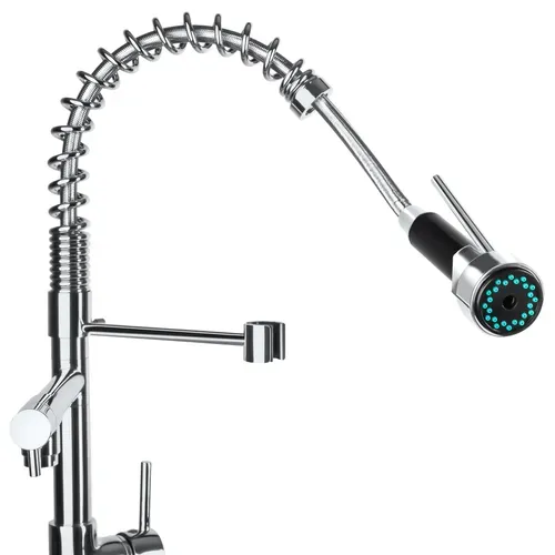 Robinet De Cuisine Avec Douchette Intégrée Et Bec Déporté En Laiton Gris