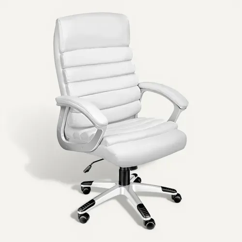 Fauteuil De Direction Rembourrage Ondulé Blanc