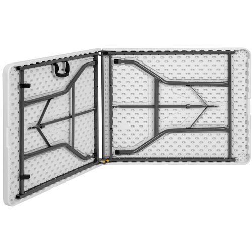 Table de jardin pliante, de réception, de camping en acier et en plastique 183 x 76 x 74 cm blanc