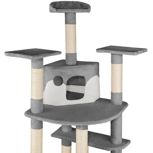 1 Arbre À Chat Fippi En Sisal, Mdf Gris/blanc