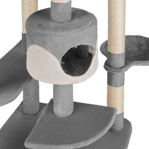 1 Arbre À Chat Fippi En Sisal, Mdf Gris/blanc