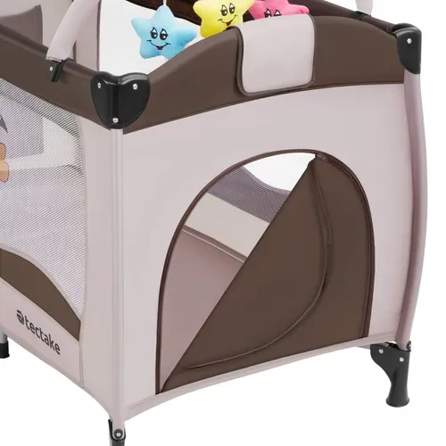 1 Lit De Voyage Pour Enfants Peu Encombrant éléphant En Nylon Marron