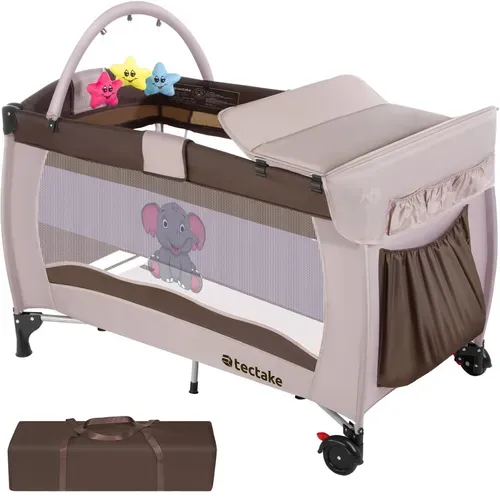 1 Lit De Voyage Pour Enfants Peu Encombrant éléphant En Nylon Marron