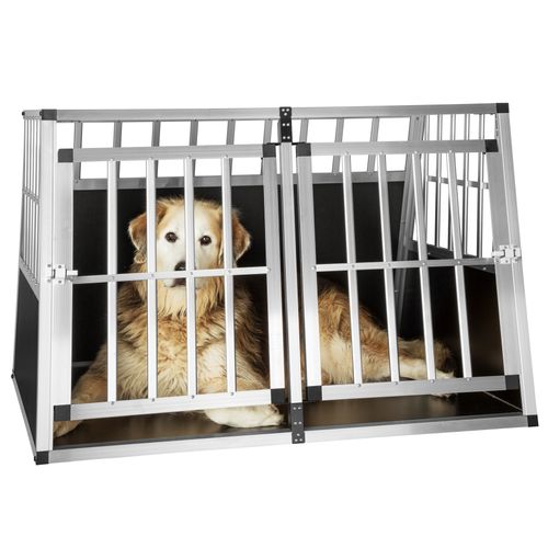 1 Cage De Transport Pour Chiens Double Sécurisée En Aluminium Noir