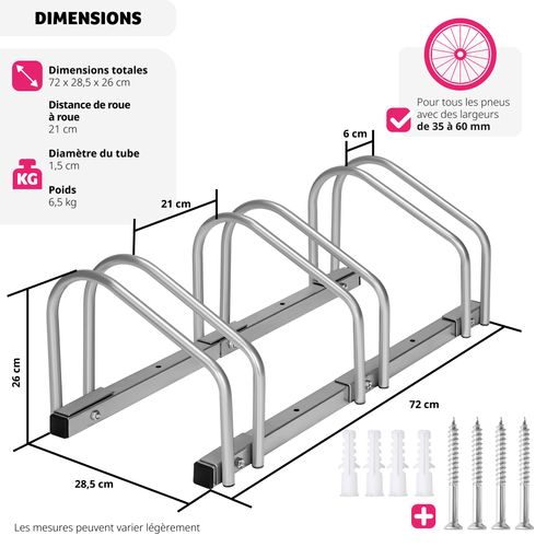1 Support À Bicyclette En Acier Enduit De Poudre Argent